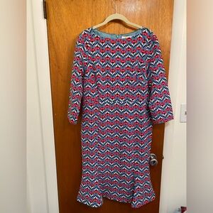 Boden Floral Dress in Red and Blue